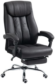 HOMCOM Καρέκλα γραφείου, καρέκλα γραφείου, καρέκλα διευθυντή, με υποπόδιο, ρυθμιζόμενο ύψος, γωνία ανάκλισης 145°, 66 x 70 x 119 cm, Μαύρο