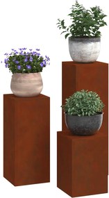 vidaXL Βάση φυτών 3 pcs Σκ rusty Ατσάλι Σκληρυθέν στον Αέρα