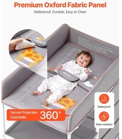 VEVOR Baby Changing Table Portable Diaper Change Station with 3 Drawers &amp; Wheels