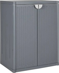 vidaXL Ντουλάπι Αποθήκευσης Κήπου Γκρι 65x45x88 εκ. από Ρατάν PP