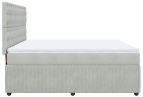 vidaXL Κρεβάτι Boxspring με Στρώμα Ανοιχτό Γκρι 180x200 εκ. Βελούδινο
