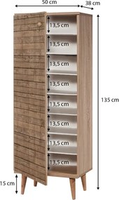 Παπουτσοθήκη ντουλάπι Soho μελαμίνη sonoma 50x38x135εκ
