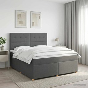 vidaXL Κρεβάτι box spring με στρώμα Σκούρο Γκρι 160 x 200 cm Ύφασμα