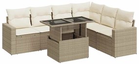 vidaXL Σαλόνι Κήπου Σετ 7 τεμ. Μπεζ Συνθετικό Ρατάν με Μαξιλάρια