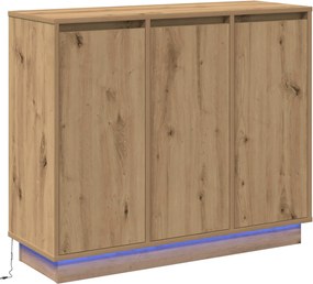 vidaXL Πλευρικό Τραπέζι LED Artisan Oak 90 x 32 x 75 εκ.