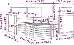 vidaXL Σειρά Καναπέ Εξωτερικού 5 pcs Φυσικό και Ανθρακί