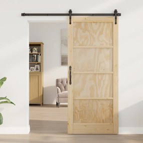 vidaXL Συρόμενη Πόρτα με Σετ Εξαρτημάτων 86x198.5 εκ. Στερεό Ξύλο Πεύκου