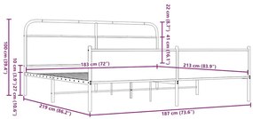 Σκελετός Κρεβ. Χωρίς Στρώμα Καφέ Δρυς 183x213 εκ. Μεταλλικό - Καφέ