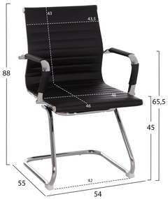 Καρέκλα επισκέπτη Boss με μπράτσα και μαύρο PU 54x56x87Υ εκ. 2αδα