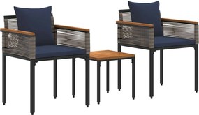 vidaXL Σετ Εξωτερικών Επίπλων Γκρι και Navy Blue συνθετικό ρατάν