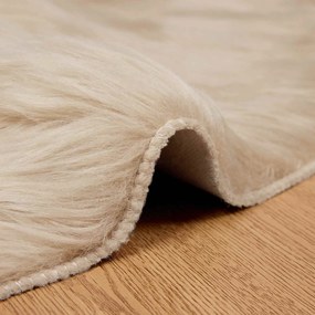 vidaXL Χαλί από τεχνητό πρόβειο δέρμα TAFALLA Μπεζ Ø 120 cm