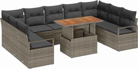 vidaXL Σετ Καναπέ Κήπου με αποθήκευση 10 pcs Γκρι Πολυ ράταν