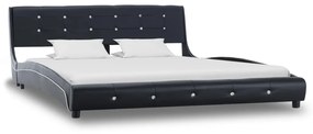 vidaXL Κρεβάτι Μαύρο 160 x 200 εκ. από Συνθετικό Δέρμα με Στρώμα