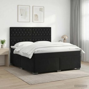 vidaXL Κρεβάτι box spring με στρώμα Μαύρο 140 x 190 cm Βελούδο