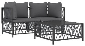 vidaXL Σαλόνι Κήπου Σετ 3 τεμ. Ανθρακί από Ατσάλι με Μαξιλάρια