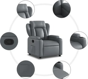 vidaXL Πολυθρόνα Ανακλινόμενη Γκρι από Συνθετικό Δέρμα