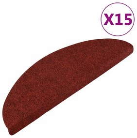 vidaXL Πατάκια Σκάλας Αυτοκόλλητα 15 τεμ. Κόκκινα 56x17x3 εκ.