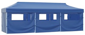 vidaXL Τέντα Εκδηλώσεων με 8 Τοιχώματα Πτυσσόμενη Pop-Up Μπλε 870 x 291 x 315 εκ.