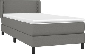 vidaXL Κρεβάτι Boxspring με Στρώμα Σκούρο Γκρι 100x200 εκ. Υφασμάτινο