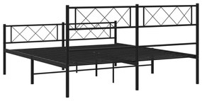 Πλαίσιο Κρεβατιού με Κεφαλάρι&amp;Ποδαρικό Μαύρο 160x200εκ. Μέταλλο - Μαύρο