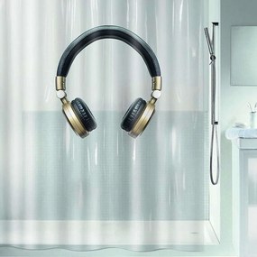 Κουρτίνα Μπάνιου Headphone 00808.001 180Χ200cm Black-Gold 180Πx200Υ Plastic