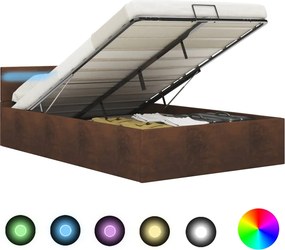 vidaXL Πλαίσιο Κρεβατιού με Αποθ. Χώρο/LED Καφέ 120x200 εκ. Ύφασμα