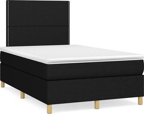 vidaXL Κρεβάτι Boxspring με Στρώμα Μαύρο 120x190 εκ. Υφασμάτινο