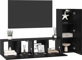 vidaXL Σετ επίπλου τηλεόρασης 3 pcs Μαύρη Οξυά Επεξεργασμένο ξύλο