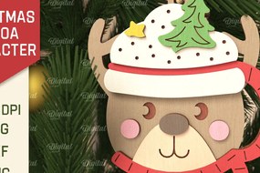 Σετ των 3 Intra απο ξύλο plywood 3mm-4mm πάχος Τρισδιάστατο Χριστουγεννιάτικο Κοπή τάρανδου με κακάο Δίασταση 8x8 cm INTRAFABR-105753354