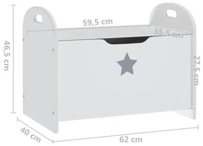 Παιδικό Παγκάκι Αποθήκευσης Λευκό 62 x 40 x 46,5 εκ. από MDF - Λευκό