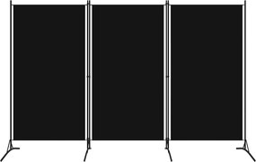 vidaXL Διαχωριστικό Δωματίου με 3 Πάνελ Μαύρο 260 x 180 εκ.