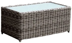 ARIZONA Τραπεζάκι Σαλονιού Κήπου ALU, Wicker Grey Brown, Γυαλί Tempered 5mm  100x50 H.45cm [-Καφέ-] [-Wicker-, -Αλουμίνιο-] Ε6734,4