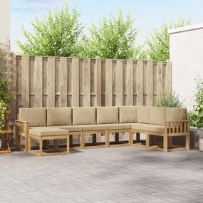 vidaXL Σειρά Καναπέ Εξωτερικού με μαξιλάρι 8 pcs Λευκό και Μπεζ