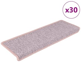 vidaXL Πατάκια Σκάλας Αυτοκόλ. 30 τεμ. Όψη Σιζάλ 65x21x4 εκ. Ροζ