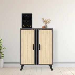 Παπουτσοθήκη-ντουλάπι Shoby pakoworld sonoma-ανθρακί 70.5x30x91εκ