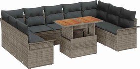 vidaXL Σετ Καναπέ Κήπου με μαξιλάρι 10 pcs Γκρι