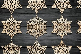 Intra απο ξύλο plywood 3mm-4mm πάχος – Χριστουγεννιάτικο στολίδι κομμένο με λέιζερ νιφάδα χιονιού Δίασταση  20x20 cm INTRAFABR-38405776