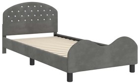 vidaXL Κρεβάτι Παιδικής Κρεβατοκάμαρας με Κεφαλάκι Σκούρο Γκρι Βελούδο