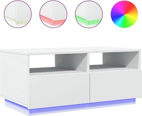 vidaXL Τραπεζάκι Σαλονιού με Φώτα LED Λευκό 90x49x40 εκ.