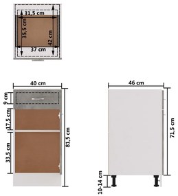 Ντουλάπι με Συρτάρι Γκρι Σκυροδέματος 40x46x81,5 εκ Επεξ. Ξύλο - Γκρι