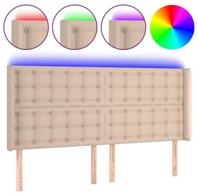 vidaXL Κεφαλάρι Κρεβατιού LED Καπουτσίνο 203x16x118/128 εκ