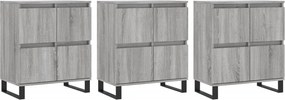 vidaXL Ντουλάπι 3 τεμ. Γκρι Sonoma από Επεξεργασμένο Ξύλο