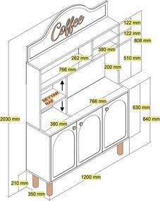 Μποέμ Γωνιά με Ράφια και Ντουλάπια 120x35x203 cm - Λευκό