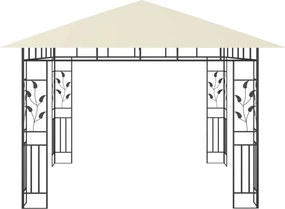 vidaXL Κιόσκι με Σήτα και Φωτάκια LED Κρεμ 3 x 3 x 2,73 μ.
