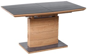 Τραπέζι Houston 1120, Χρυσή βελανιδία, Σκούρο γκρι, 77x80x140cm, 73 kg, Επιμήκυνση, Ινοσανίδες μέσης πυκνότητας, Φυσικό ξύλο καπλαμά | Epipla1.gr