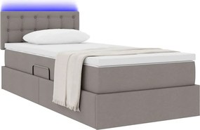 vidaXL LED Κρεβάτι αποθήκευσης με στρώμα Taupe 90 x 200 cm Ύφασμα
