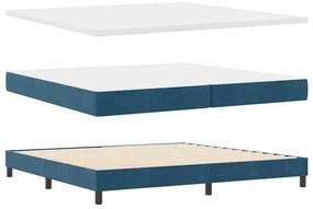 VidaXL LED Κρεβάτι με βάθρο Σκούρο Μπλε 200 x 200 cm Βελούδο