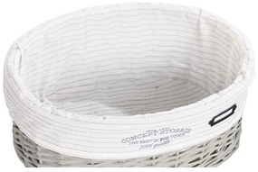 Σετ καλαθιών DKD Home Decor Λευκό Γκρι λυγαριά 51 x 37 x 56 cm 52 x 38 x 57 cm 5 Τεμάχια