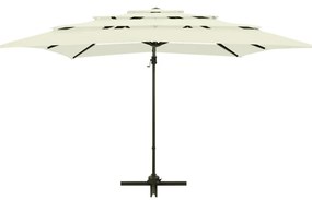 vidaXL Ομπρέλα Κήπου 4 Επιπέδων Χρ. Άμμου 250x250εκ με Ιστό Αλουμινίου