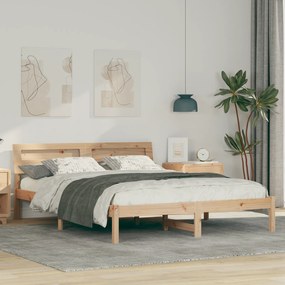 vidaXL Σκελετός Κρεβατιού Καφέ 140 x 200 cm Συμπαγές ξύλο πεύκου